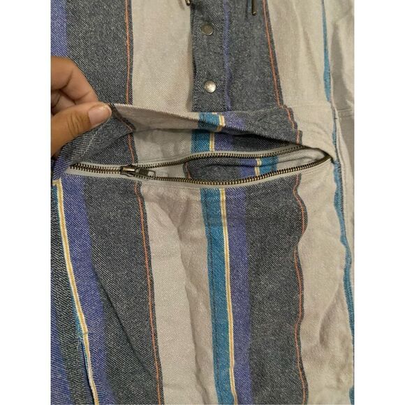 No Boundaries Striped Vintage Hooded Pullover Quarter Button Down Size L - Picture 6 of 10